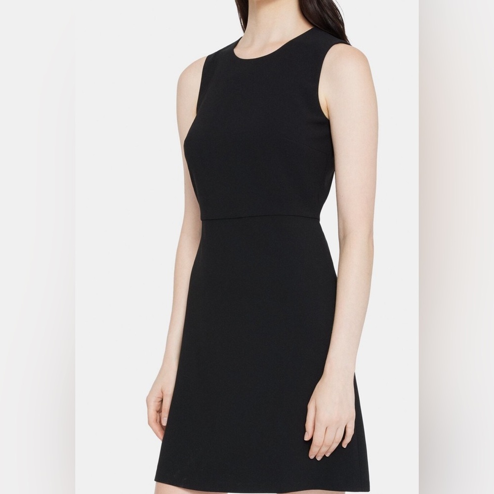Theory Sleeveless Black Short A-Line Dress in Crepe size 10 NWOT